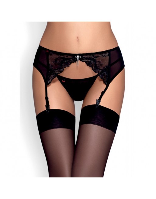 lingerie sexy obsessive portejaretelles noir charmrs garter belt S/XXL string